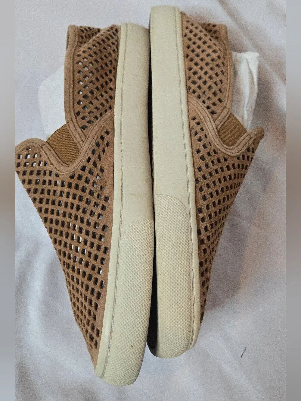 Tory Burch Jesse Women's 8.5 Leather SuedeSlip-On Perforated Casual Sneakers Tan